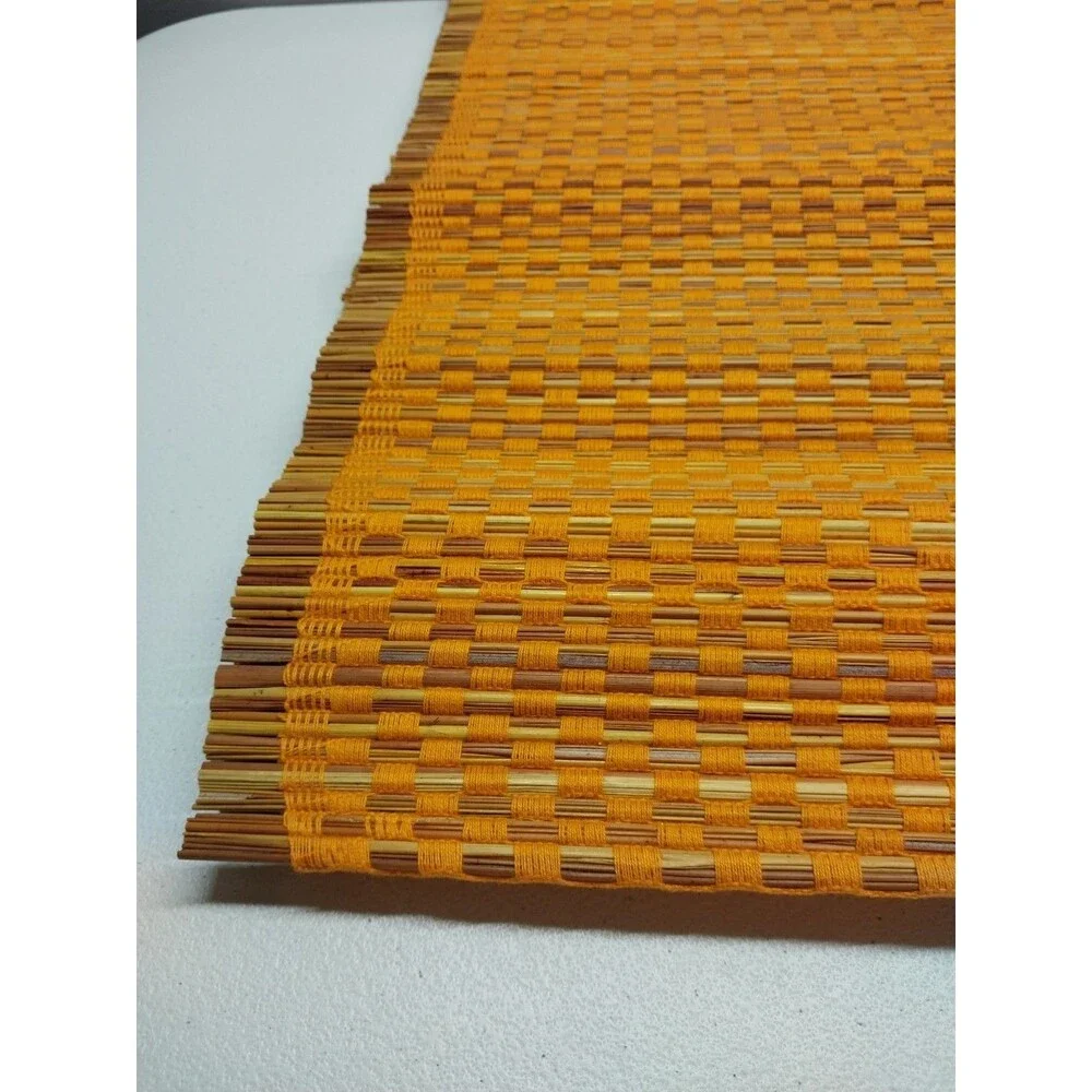 Set 6 Woven Straw Placemats Orange Boho Coastal Farmhouse Table Mats